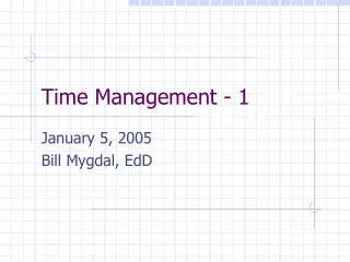 Time Management - 1