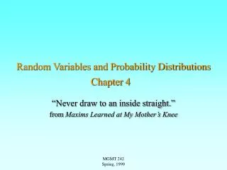 Random Variables and Probability Distributions Chapter 4