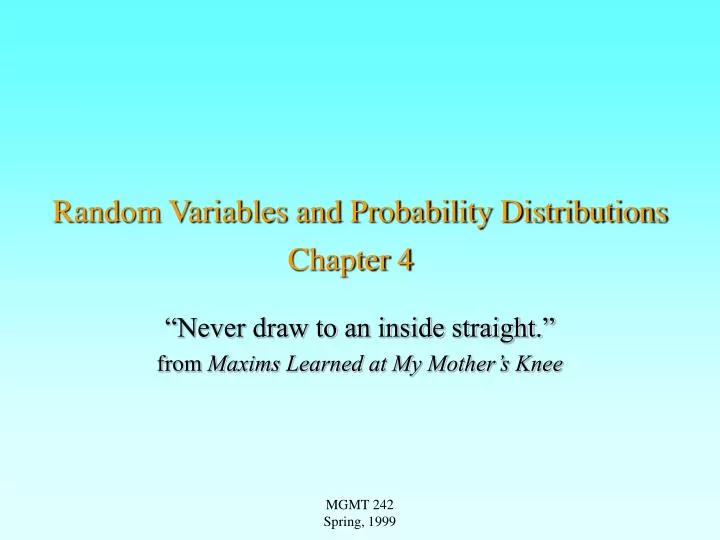 random variables and probability distributions chapter 4