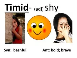 Timid - (adj) shy