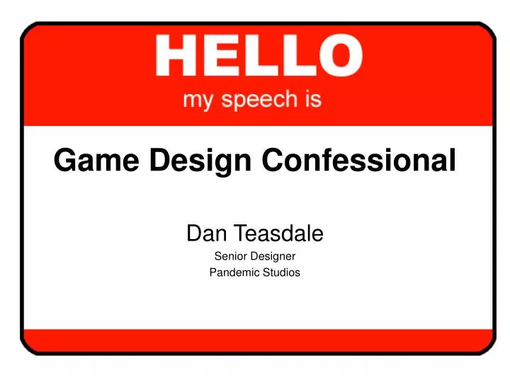 game design confessional