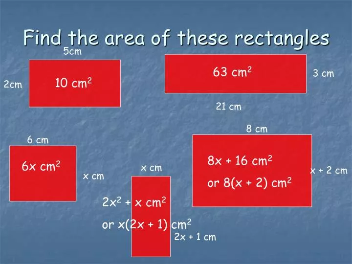 find the area of these rectangles
