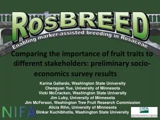 Comparing the importance of fruit traits to different stakeholders: preliminary socio-economics survey results