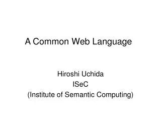 A Common Web Language