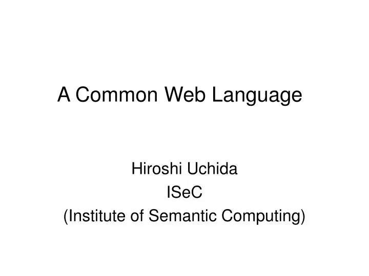 a common web language