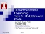 Telecommunications Engineering Topic 3: Modulation and FDMA - slide 1