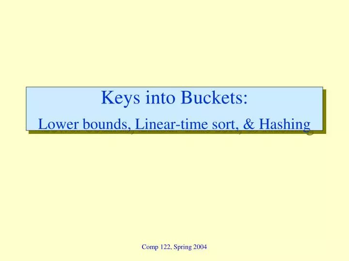 keys into buckets lower bounds linear time sort hashing