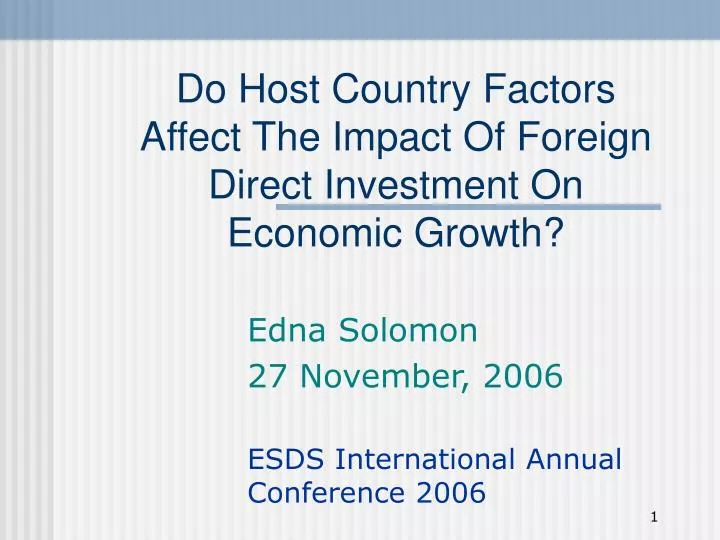 do host country factors affect the impact of foreign direct investment on economic growth