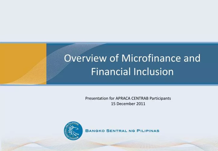 overview of microfinance and financial inclusion