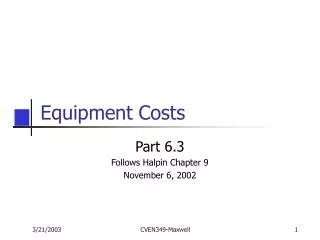 Equipment Costs