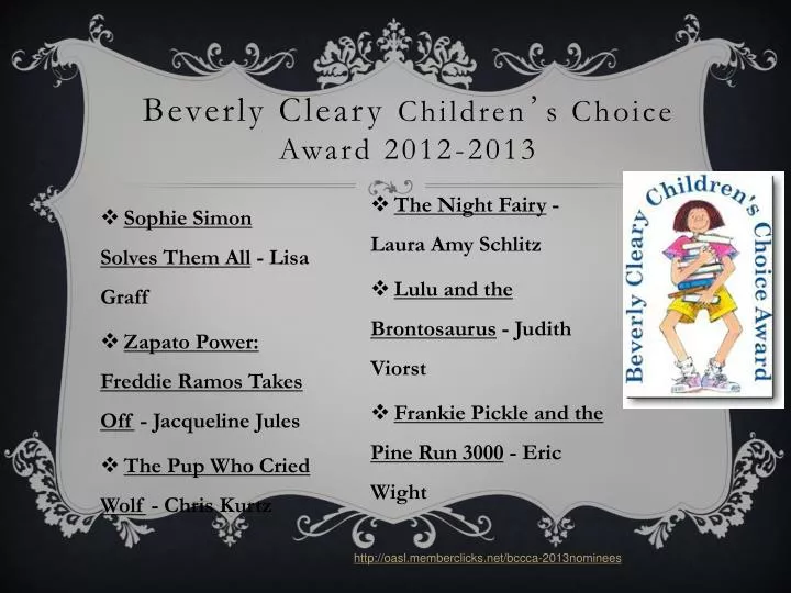 beverly cleary children s choice award 2012 2013