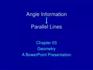 Angle Information Parallel Lines