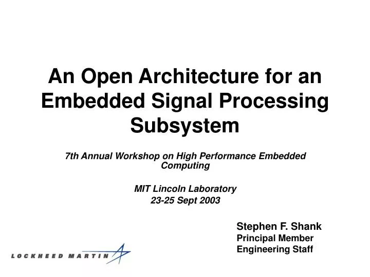 an open architecture for an embedded signal processing subsystem