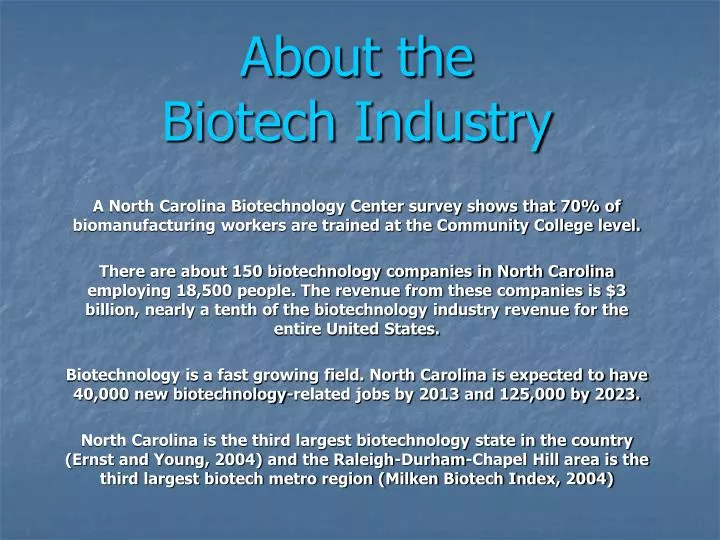 about the biotech industry