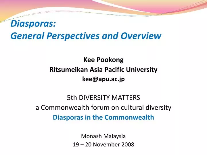diasporas general perspectives and overview