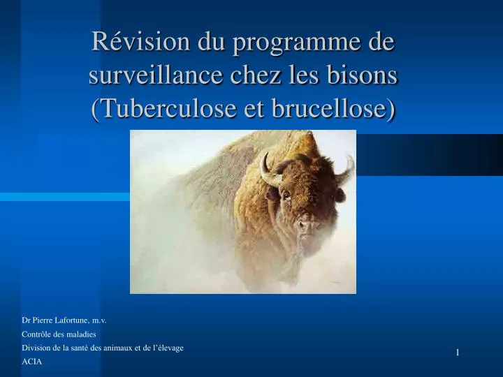 r vision du programme de surveillance chez les bisons tuberculose et brucellose