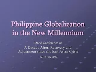 Philippine Globalization in the New Millennium