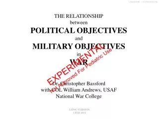 THE RELATIONSHIP between POLITICAL OBJECTIVES and MILITARY OBJECTIVES in WAR