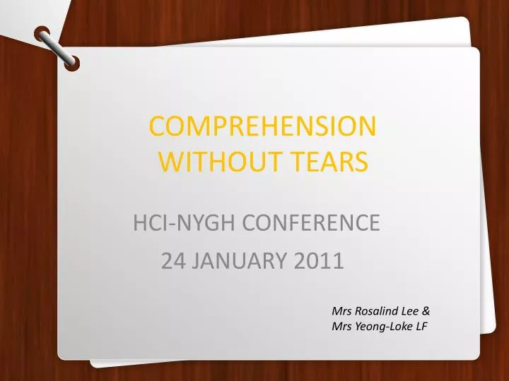 comprehension without tears