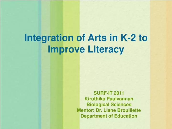 integration of arts in k 2 to improve literacy