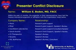 Presenter Conflict Disclosure