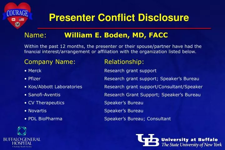 presenter conflict disclosure