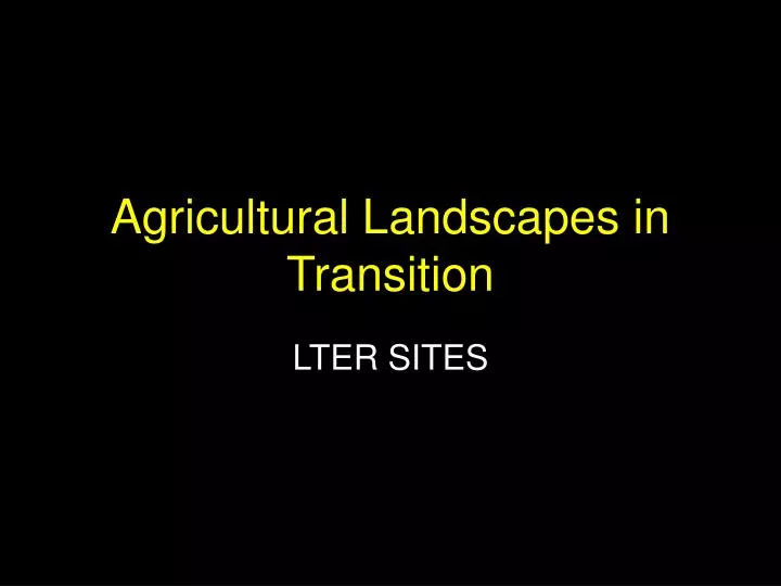 agricultural landscapes in transition