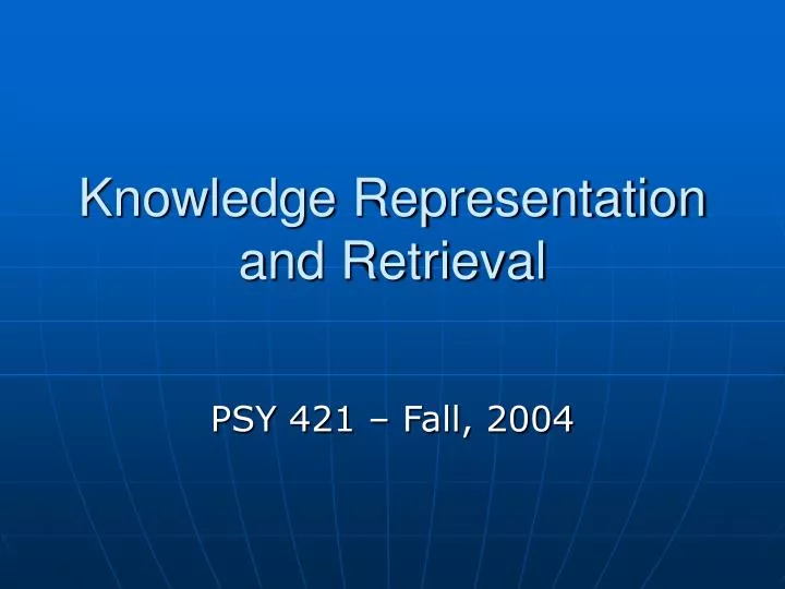 knowledge representation and retrieval