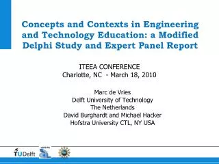 Concepts and Contexts in Engineering and Technology Education: a Modified Delphi Study and Expert Panel Report