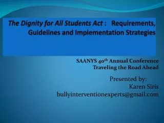 The Dignity for All Students Act : Requirements, Guidelines and Implementation Strategies