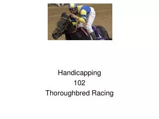 Handicapping 102 Thoroughbred Racing