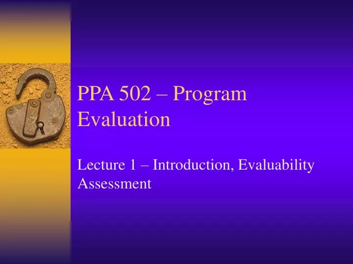 ppa 502 program evaluation