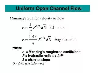 Uniform Open Channel Flow