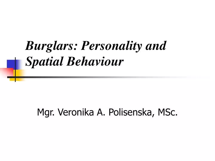 burglars personality and spatial behaviour