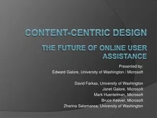 Content-Centric Design The Future of Online User Assistance