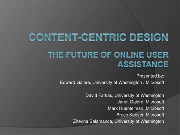 content centric design the future of online user assistance