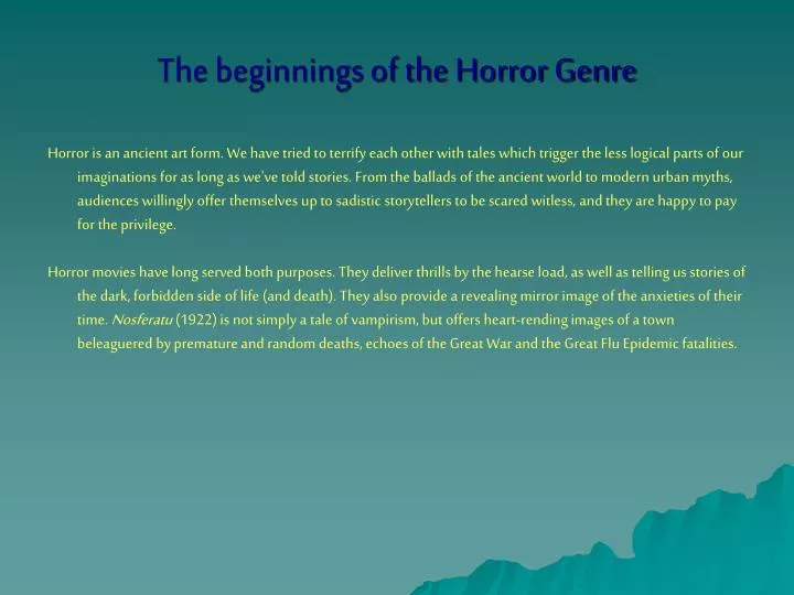 the beginnings of the horror genre