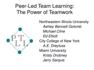 Peer-Led Team Learning: The Power of Teamwork