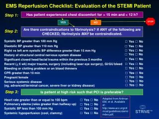 EMS Reperfusion Checklist: Evaluation of the STEMI Patient