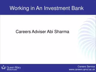 Working in An Investment Bank