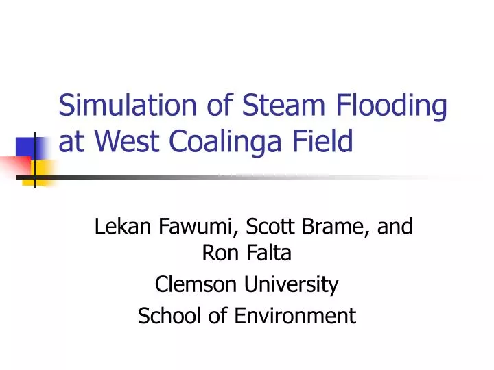simulation of steam flooding at west coalinga field