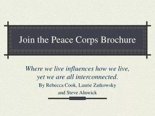 Join the Peace Corps Brochure
