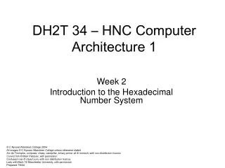 Week 2 Introduction to the Hexadecimal Number System