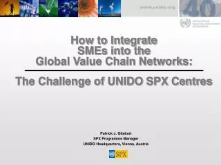 How to Integrate SMEs into the Global Value Chain Networks: The Challenge of UNIDO SPX Centres