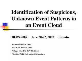 Identification of Suspicious, Unknown Event Patterns in an Event Cloud