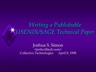 Writing a Publishable USENIX/SAGE Technical Paper