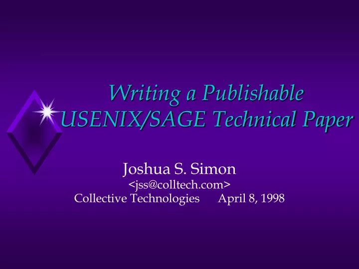 writing a publishable usenix sage technical paper