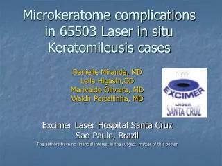 Microkeratome complications in 65503 Laser in situ Keratomileusis cases