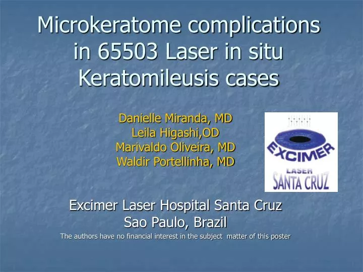 microkeratome complications in 65503 laser in situ keratomileusis cases