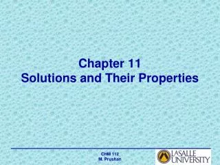 Chapter 11 Solutions and Their Properties